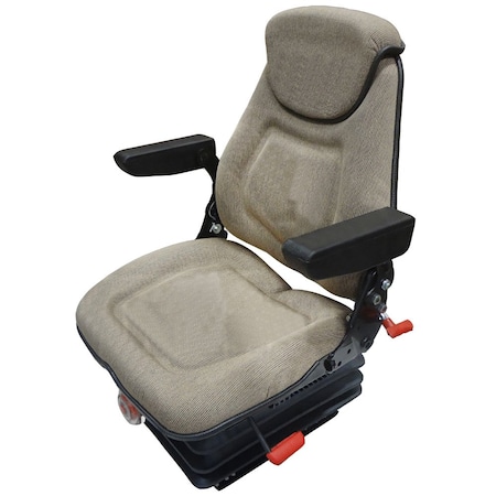 Aftermarket FAM1273 Brown Fabric Mechanical Suspension Seat Assembly Fits Massey Ferguson SEQ90-0211